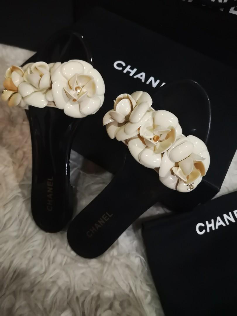 chanel floral sandals