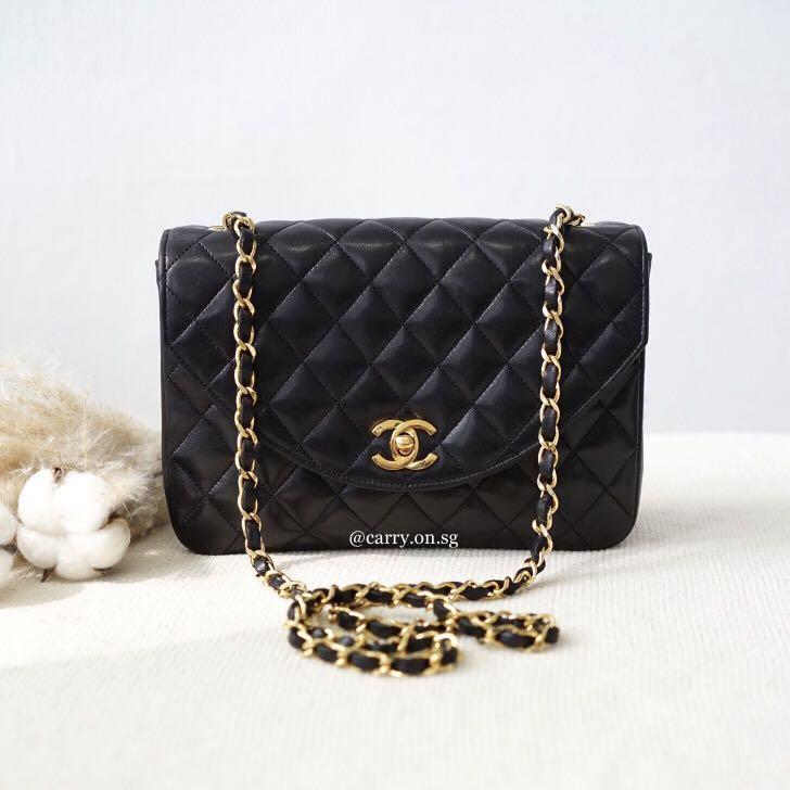 SOLD] Chanel Curved Flap Bag with 24k Goldhardware Crossbody Chain