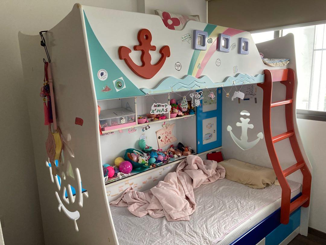 Children S Bunk Bed With 2 Mattresses Only Used For 2 Years Furniture Beds Mattresses On Carousell