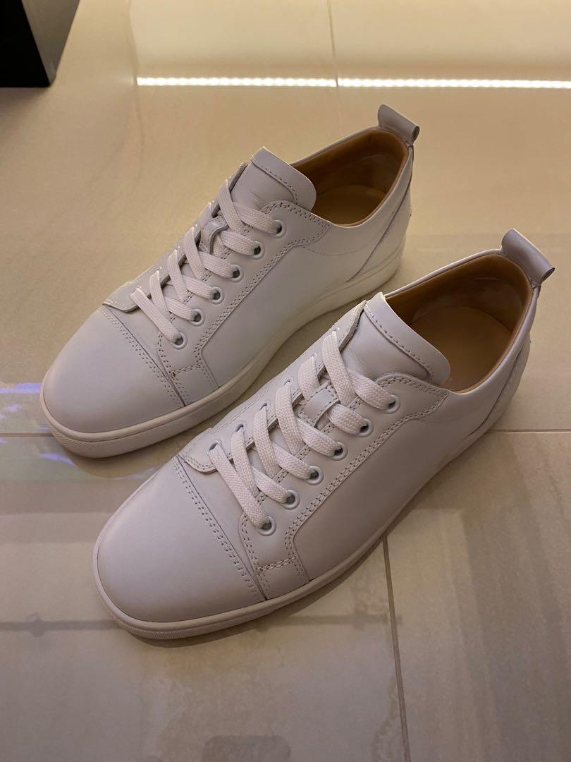Christian Louboutin Louis Junior Flat Calf White Sneakers New