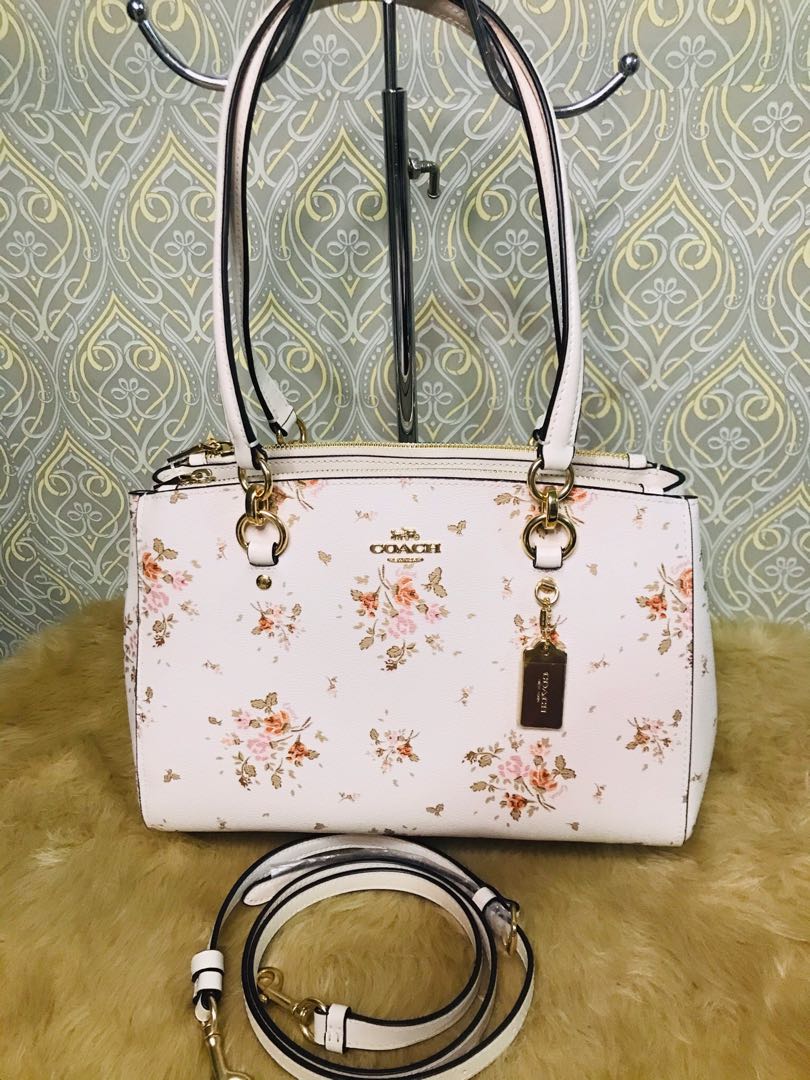 Coach etta carryall deals with rose bouquet print