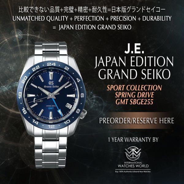 GRAND SEIKO JAPAN EDITION SPORT COLLECTION SPRING DRIVE GMT BLUE DIAL  SBGE255, Mobile Phones & Gadgets, Wearables & Smart Watches on Carousell