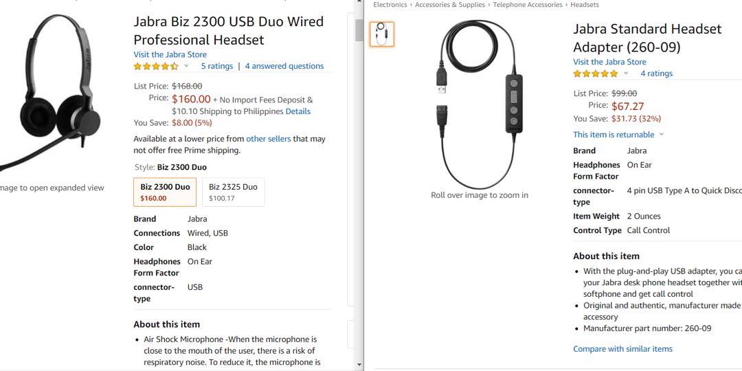 Jabra biz sales 2300 usb adapter