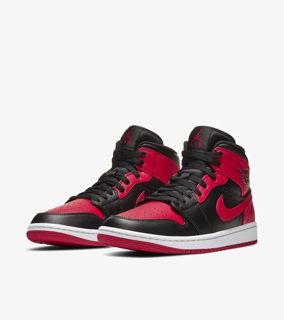 Nike Air Jordan 1 Mid Red and Black Men s Fashion Footwear