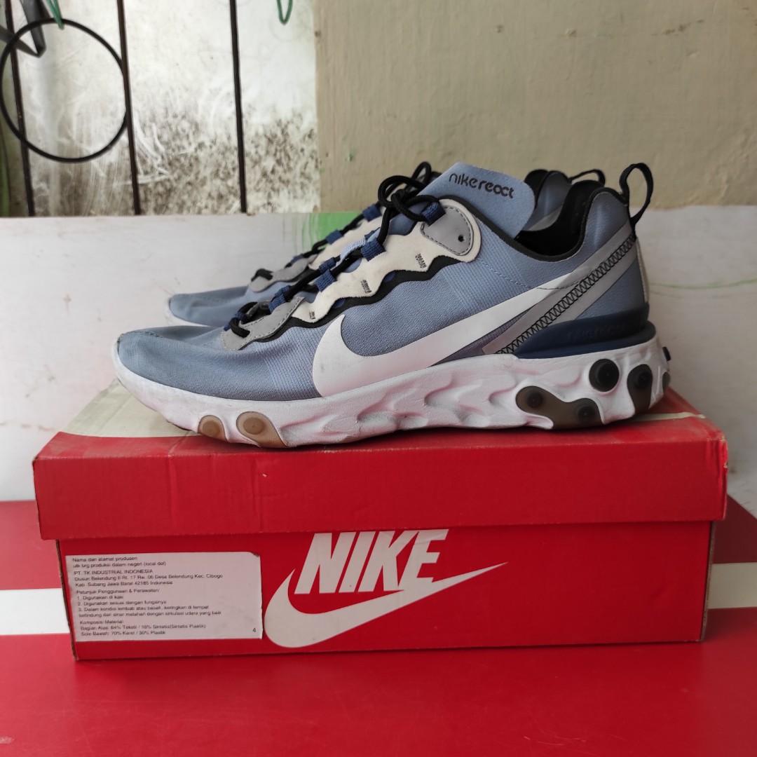 Nike React Element 55 Indigo Fog Fesyen Pria Sepatu Sneakers di Carousell