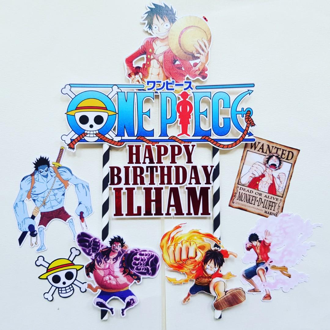 One Piece Cake Topper Customized Name Birthday Decoration Hobbies Toys Stationery Craft Occasions Party Supplies On Carousell