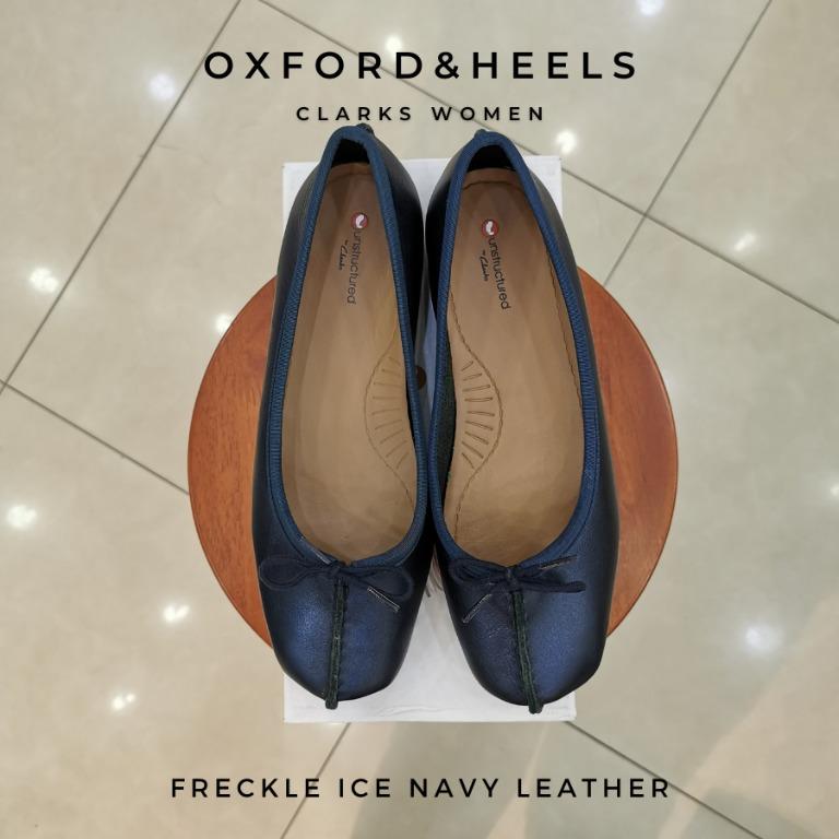 Clarks ladies navy flat shoes shop