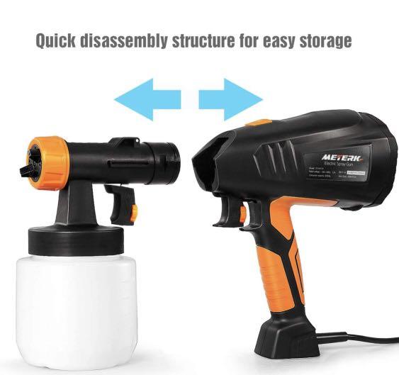 Paint Sprayer, Meterk 800ml/min HVLP Electric Paint Gun with 3 Spraying Patterns 3 Nozzle Sizes
