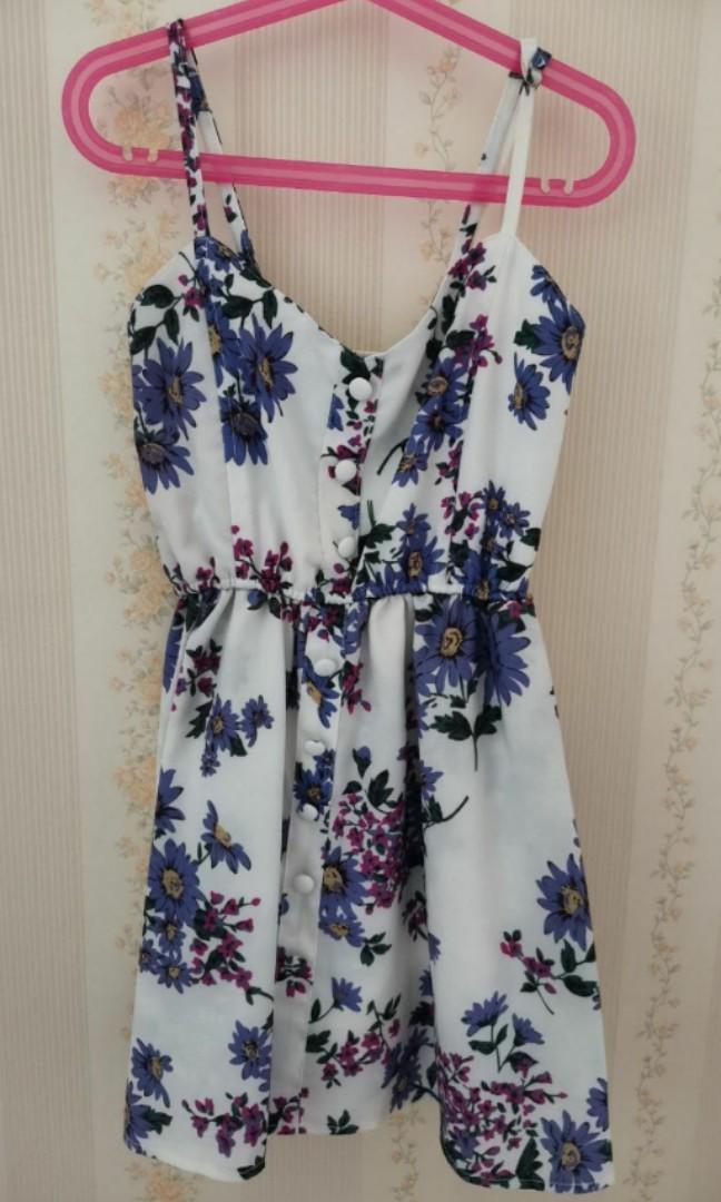 Blue and white floral romper clearance