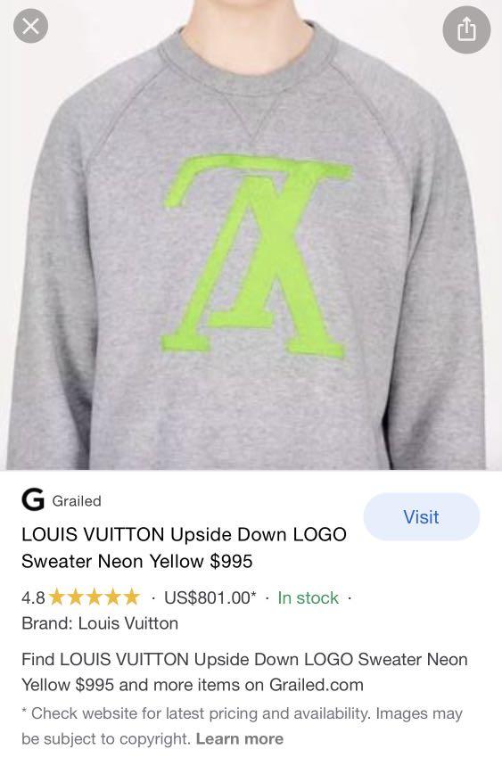 Louis Vuitton LOUIS VUITTON Upside Down LOGO Sweater Neon Yellow $995