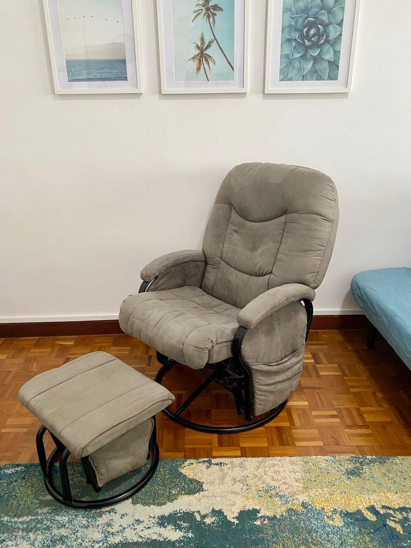 Rocking gliding swivel nursing chair with footstool Babies Kids Baby Nursery Kids Furniture Other Kids Furniture on Carousell