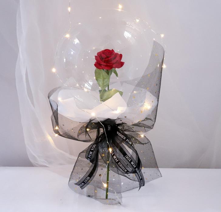 Valentine Day Rose In A Led Balloon Personalized Baby Gifts Singapore Wedding Anniversary Gift Ideas Free Delivery Gardening Flowers Bouquets On Carousell
