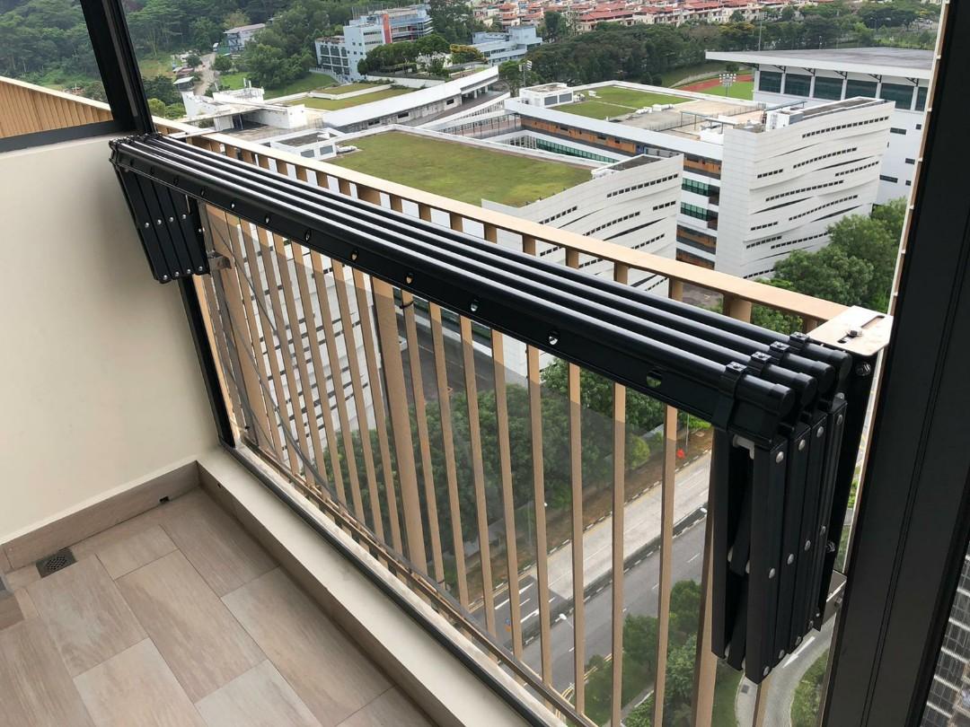 Telescopic Laundry Rack 2m for balcony rail, Furniture & Home Living