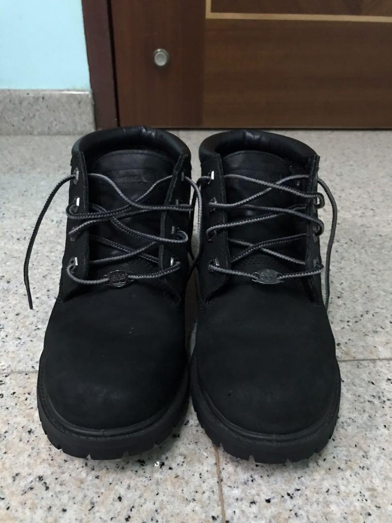 black leather timberlands womens
