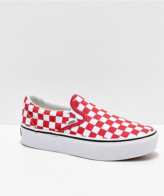 Red Checkered Slip On (Platform), Footwear, Dress Shoes Carousell