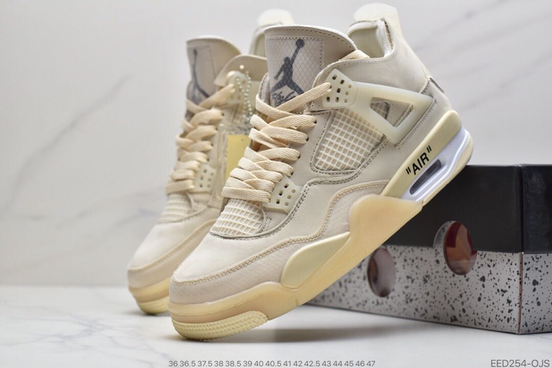 OFF WHITE x Air Jordan 4 “Sail” Beige  Pictures of shoes, Air jordans,  Jordan 4 off white