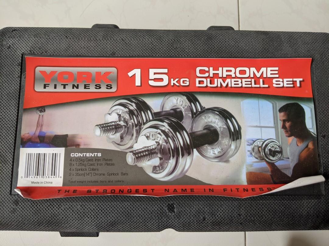 15kg Chrome York Dumbbell set Sports Equipment Exercise