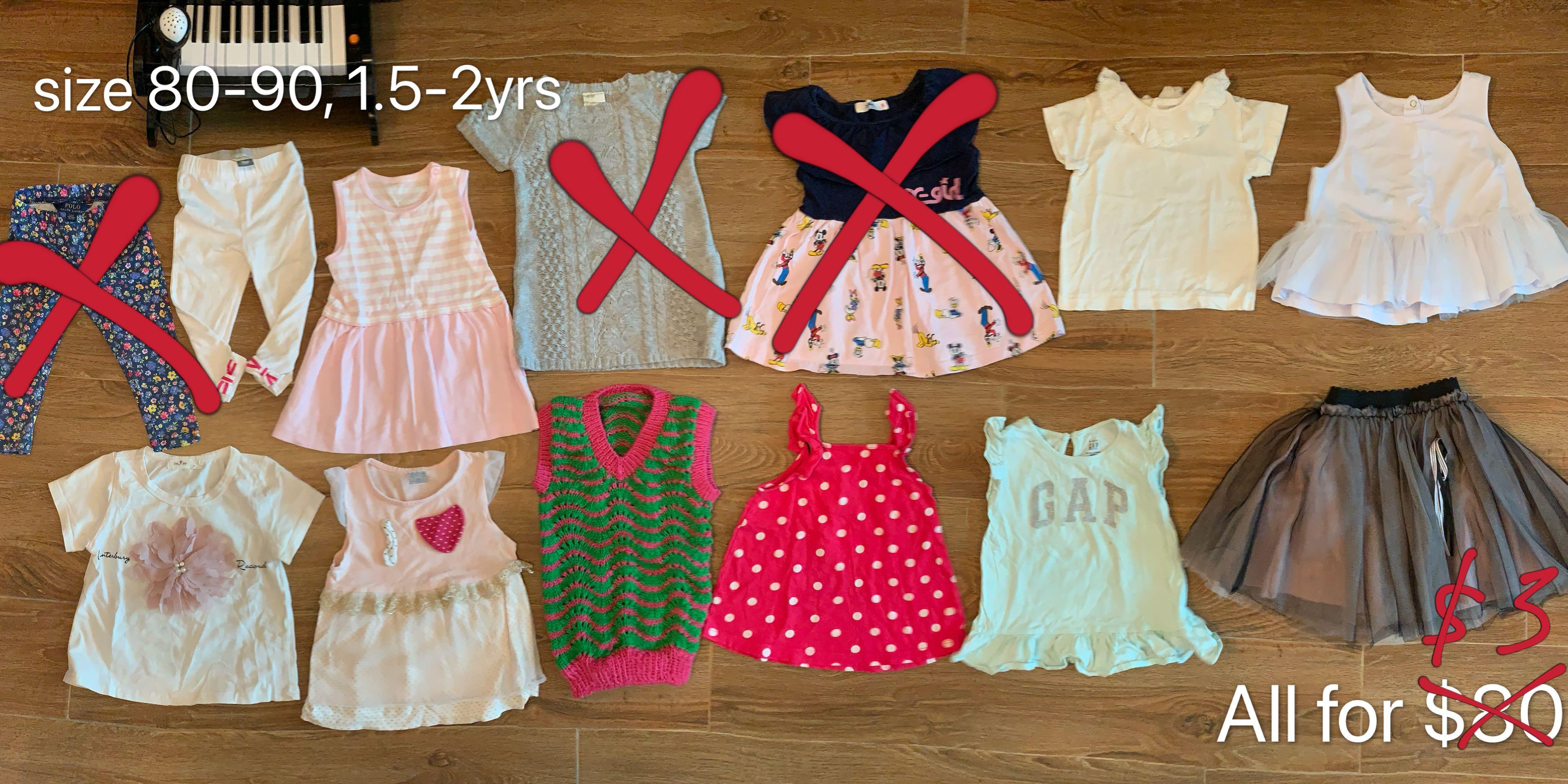 30 For 10件baby Clothes 80 90碼1 5 2歲女童bb女裙衫褲福袋bundle Sale X Girl Polo Ralph Lauren Gapx2 冷衫h M冷裙夏天背心 兒童 孕婦用品 女小朋友時裝