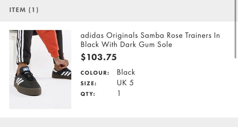 Adidas originals samba rose trainers in black with dark gum sole hot sale