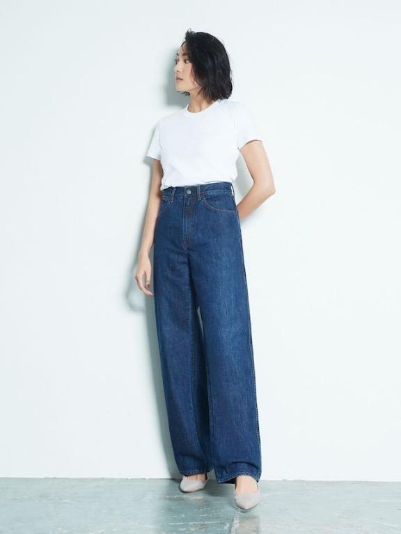 uniqlo u high rise wide straight jeans