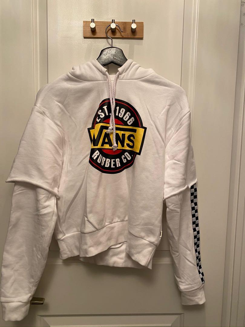 Brand new VANS size S white logo hoodie, Women's Fashion, Clothes