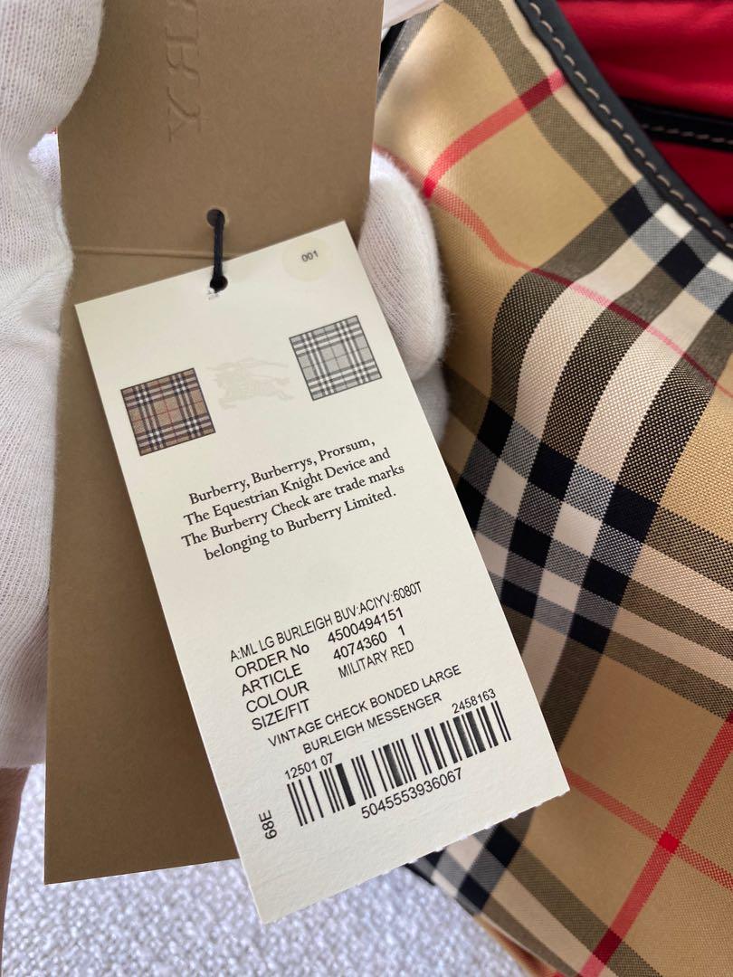 BURBERRY Burleigh Large Checked Messenger Bag 100% AUTHENTIC+BRAND NEW!  #4074360, Luxury, Bags & Wallets on Carousell
