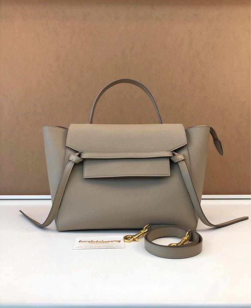 Celine Mini Belt Bag In Grained Calfskin Light Taupe (Full Set), Luxury,  Bags & Wallets on Carousell