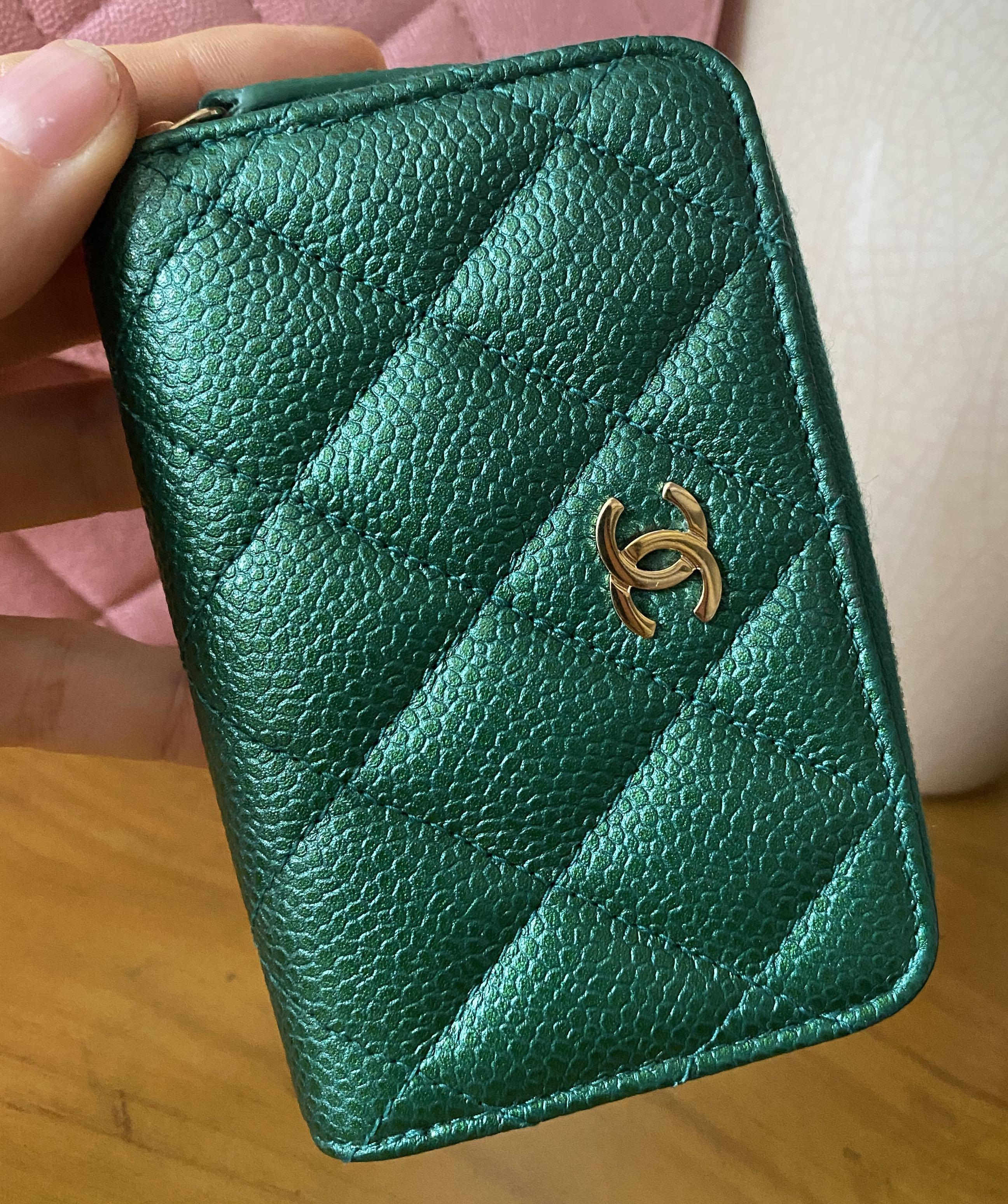 Chanel 18S Metallic Emerald Green Wallet On Chain