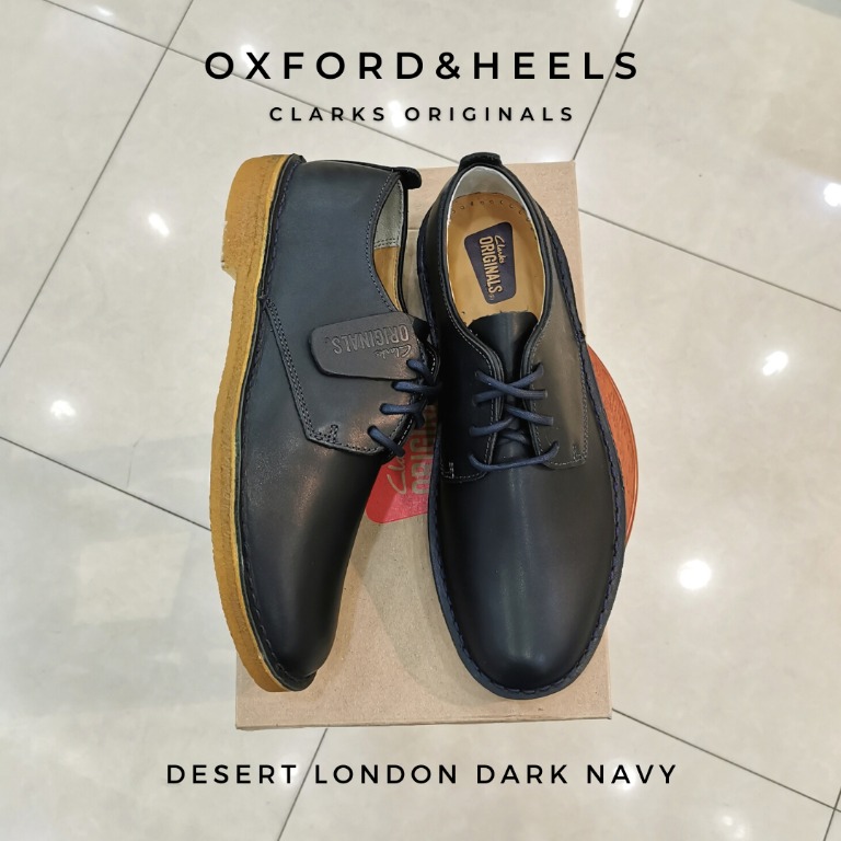 Clarks Originals Desert London Dark Navy Leather Men Casual Shoes