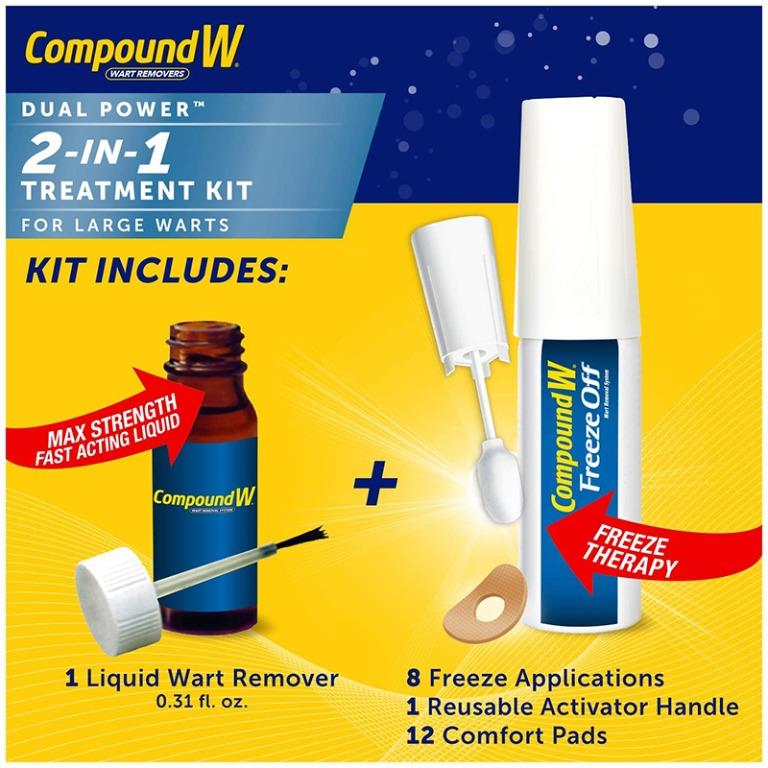 Compound W Dual Power 2-in-1 Treatment Kit for Large Warts, Freeze Off ...