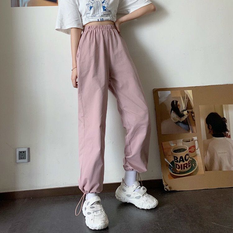 Korean Pants Pink Cargo