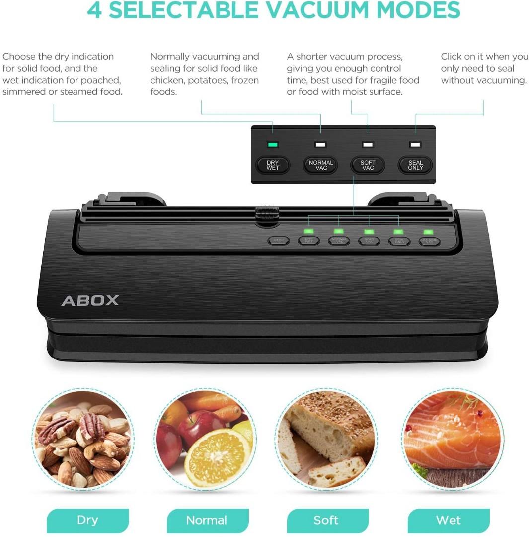 (D) Vacuum Sealer Machine, ABOX V63 Food Vacuum Air Sealing System for