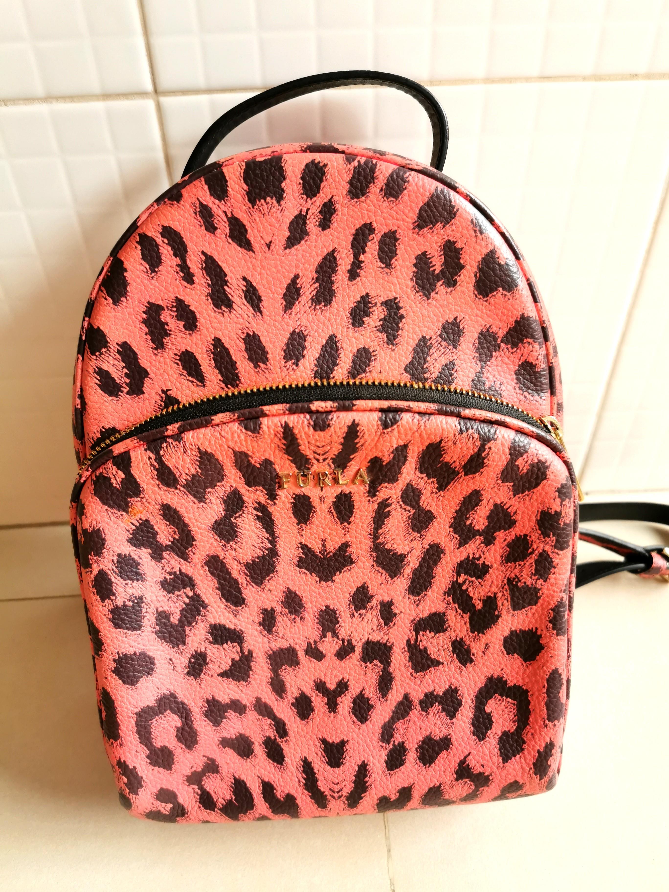 Furla Leopard Print Backpack Pink
