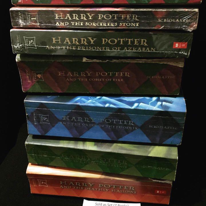Harry Potter Series Book 1-7 by JK Rowling (Category: Storybooks) located in Quezon City. Submitted by eleyn27 (Listing ID 1045294841, Image 2). Description: Harry Potter Series Book 1-7 by JK Rowling Trade Paperback, Scholastic edition Good to VG condition .