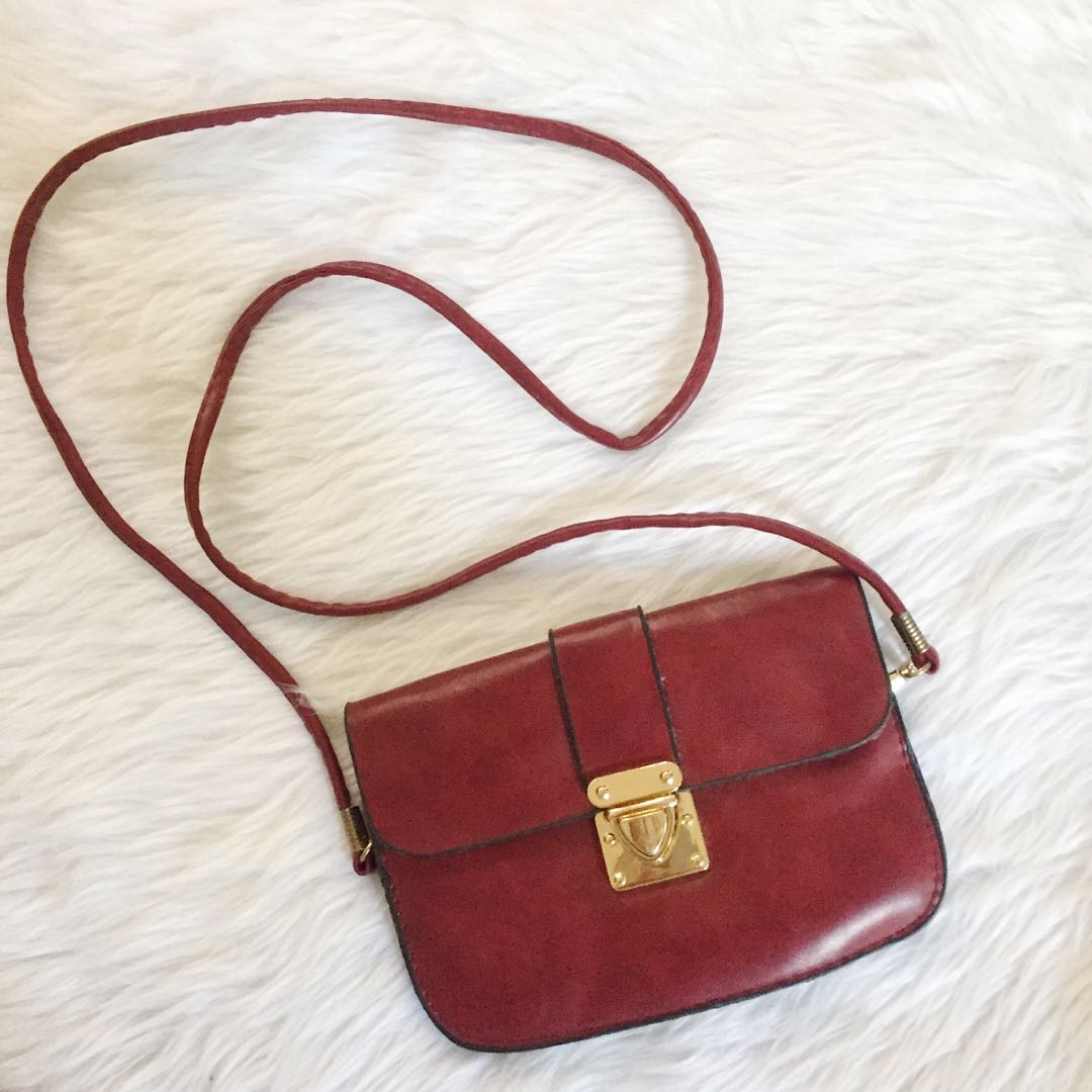 H\u0026M MAROON SLING BAG, Women's Fashion