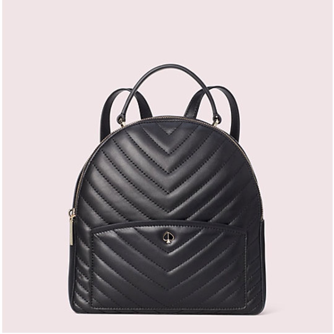 INSTOCK Kate Spade Amelia Medium Backpack Black Quilted, Women's