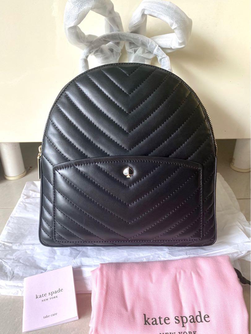 INSTOCK Kate Spade Amelia Medium Backpack Black Quilted, Women's