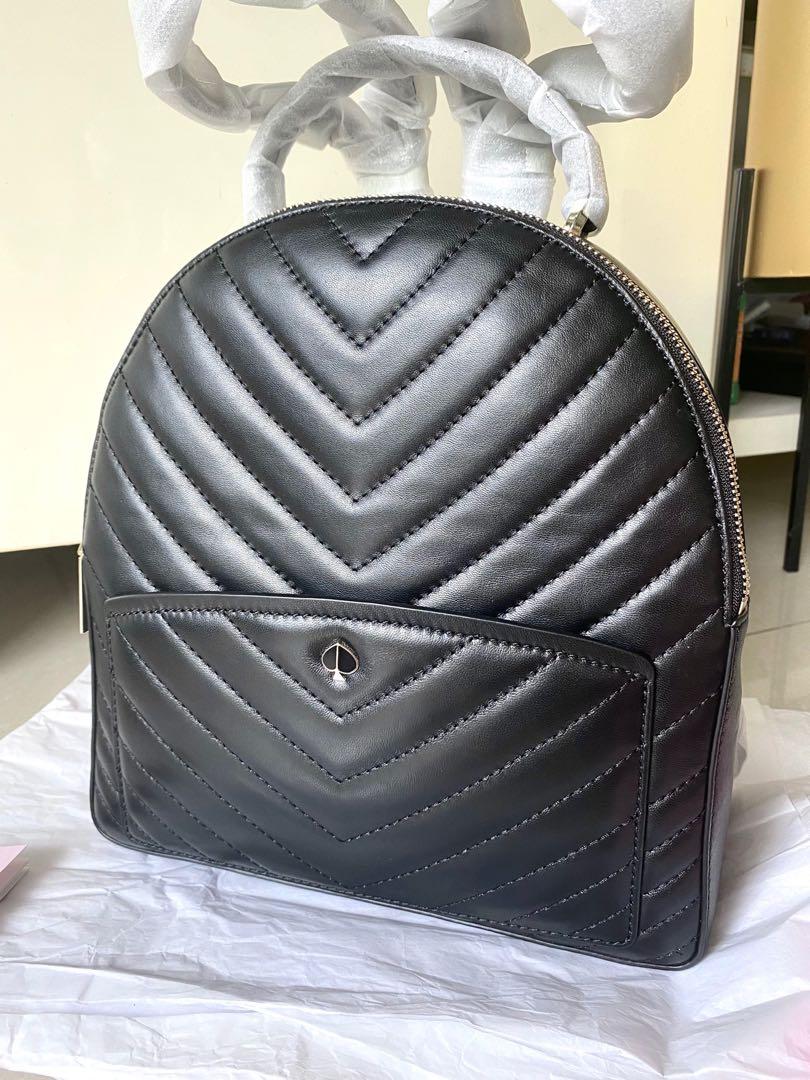 INSTOCK Kate Spade Amelia Medium Backpack Black Quilted, Women's