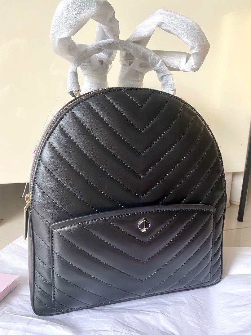 INSTOCK Kate Spade Amelia Medium Backpack Black Quilted, Women's