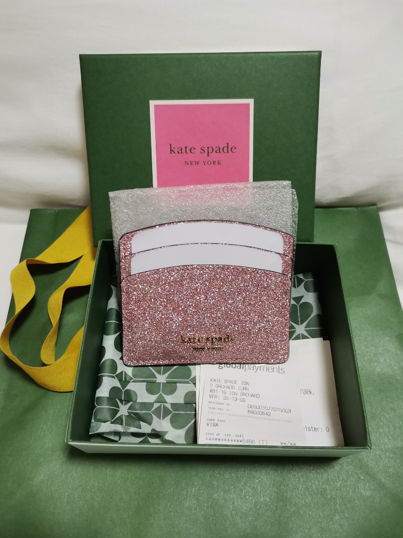 Kate spade pink sales glitter card holder