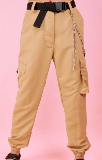 Khaki Cargo Pants With Belt, Women'S Fashion, Bottoms, Other Bottoms On  Carousell