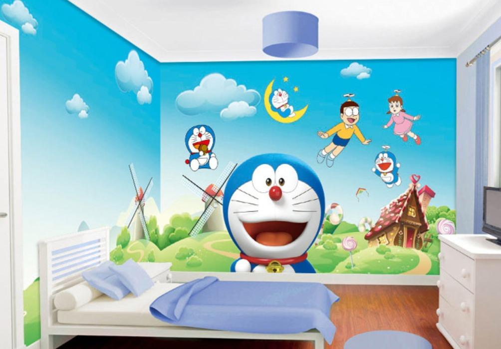 Kids Children Doraemon Wallpaper Wall Sticker Vinyl Mural Home Decor PVC,  Furniture & Home Living, Home Decor, Wall Decor on Carousell