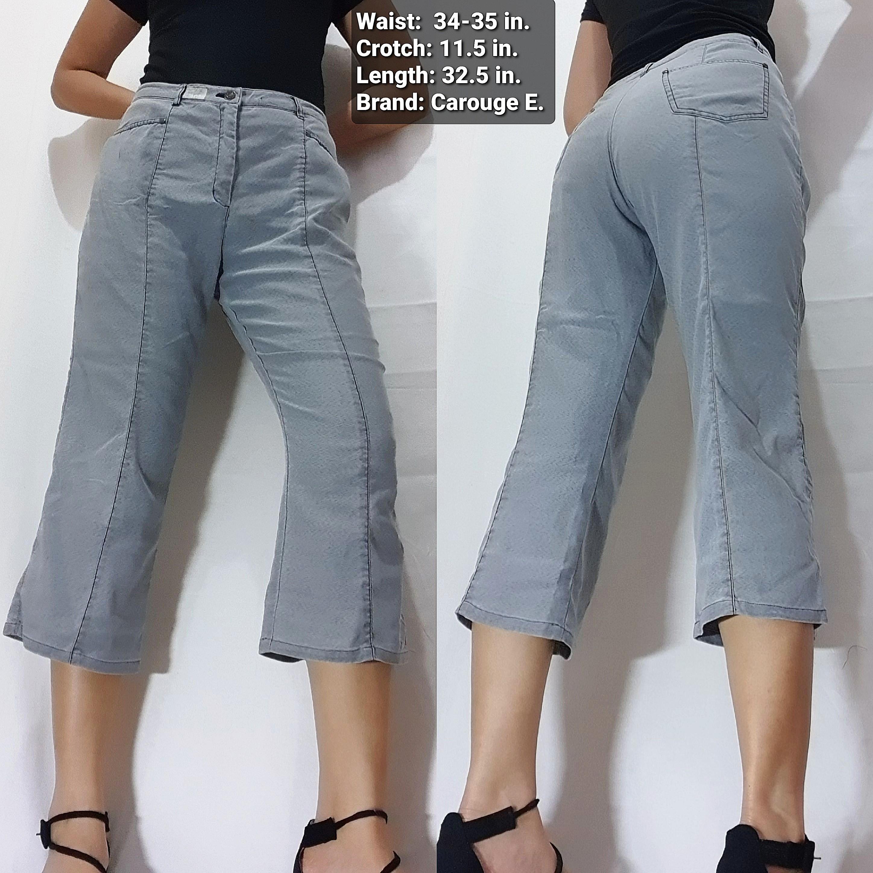 LARGE ACID GRAY CROPPED PANTS waist 34 35