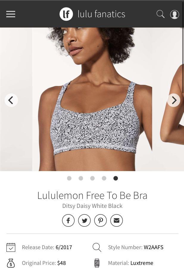 Lululemon Free To Be Bra Ditsy Daisy US 6, Women's Fashion, Dresses & Sets,  Sets or Coordinates on Carousell