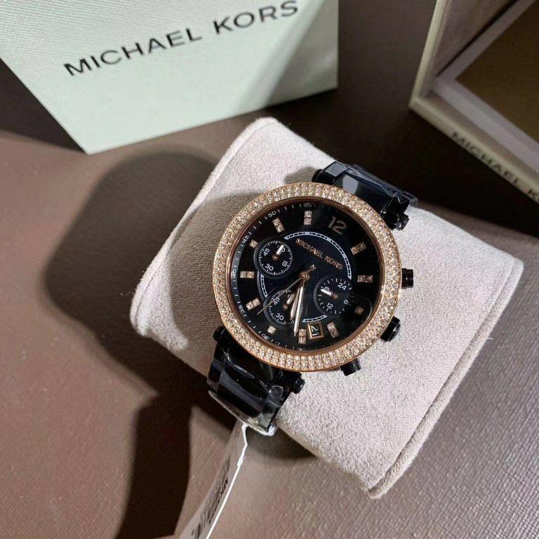 Michael Kors Parker Chronograph Black Dial Ladies Watch MK5885, Women's ...