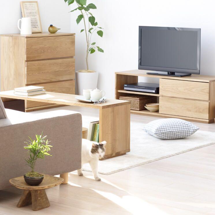 Muji Natural Oak Table Bench, Furniture & Home Living, Furniture