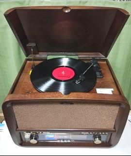 RCM Electrohome Signature Retro Vintage Wooden Turntable Plaka Record Vinyl Player CD Bluetooth USB Recorder Entertainment System