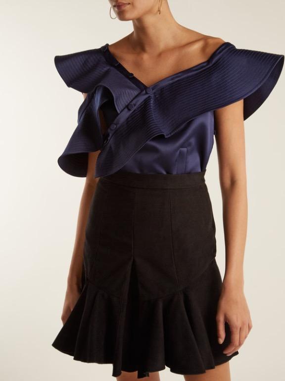 one shoulder ruffle blouse