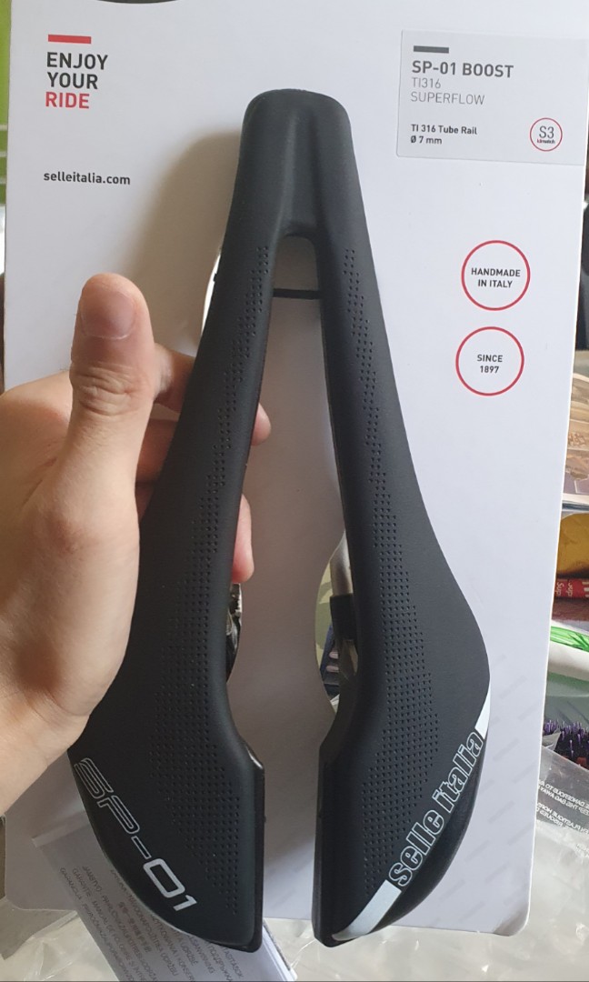 Selle italia saddle SP-01 Boost TI316 Superflow, Sports Equipment, Bicycles   Parts, Parts  Accessories on Carousell