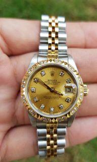 *With Cert* Ladies Half Gold Rolex Datejust Ref. 69173 (No Pint Holes)